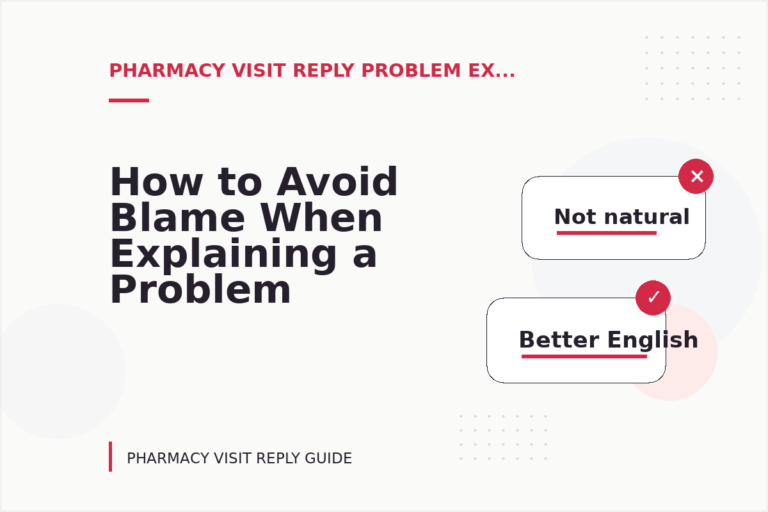 How to Avoid Blame When Explaining a Problem in Pharmacy Visit Reply English