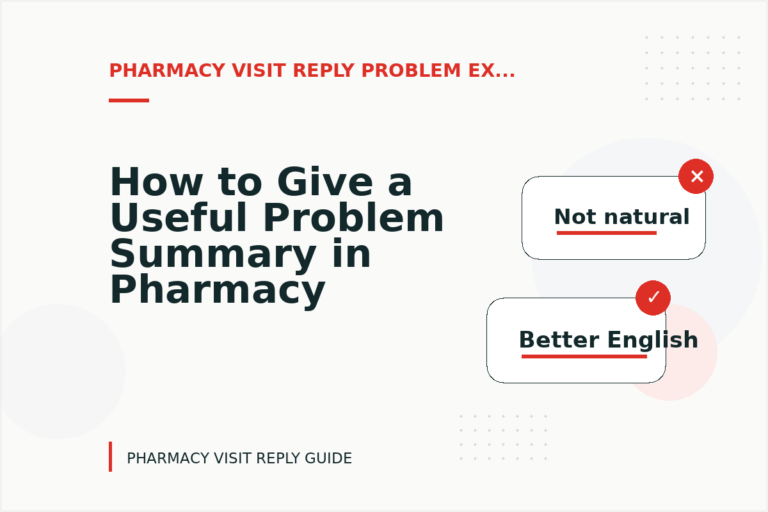 How to Give a Useful Problem Summary in Pharmacy Visit Reply English
